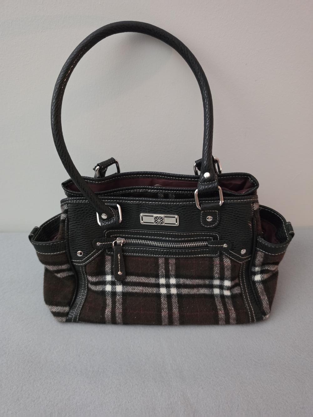 Black and Brown Plaid Women’s Handbag